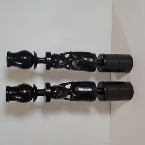 Set of 2 Vintage Hand Carved candleholders